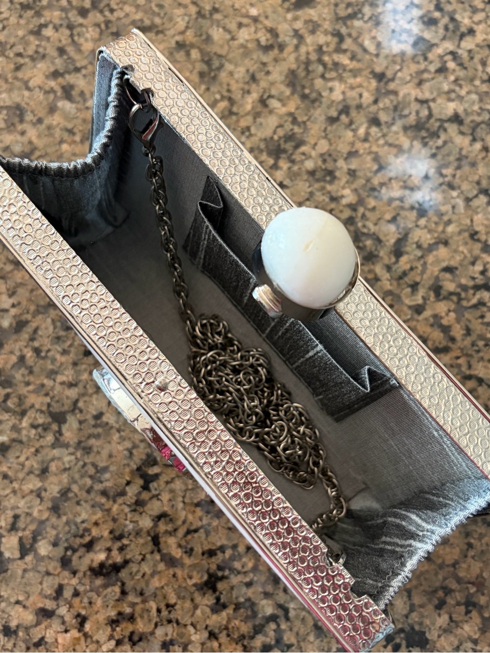 Mother-of-Pearl Agate Accent Decorative Clutch - White - Picture 7 of 9